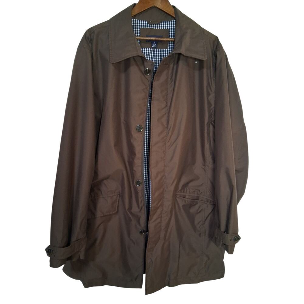 Lands' End Trench Coat Jacket Brown Vintage Large Excellent